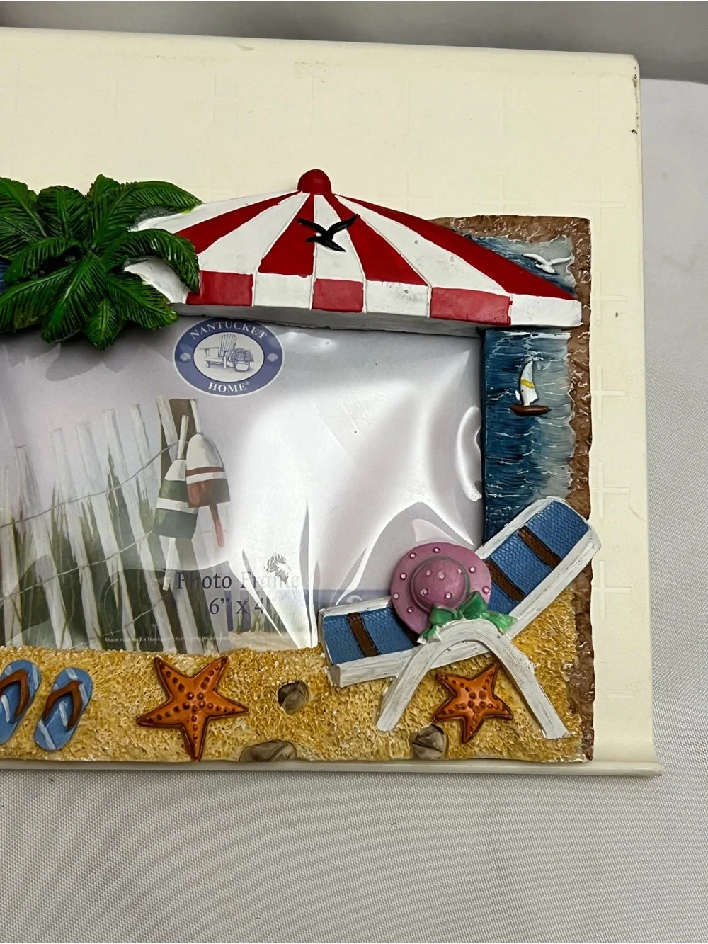 Nantucket Home Beach Picture Frame 6x4 Palm Tree Umbrella Coastal Nautical